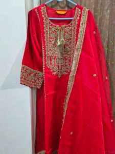 Beautiful Orange Embroidered Kurta Set
