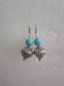 Boho Turquoise & Silver Dangle Earrings - Unused