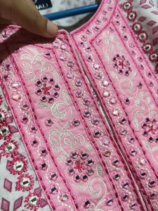Elegant Pink Embroidered nighty