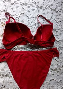 Red Lace Bra and Panty Set