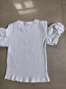 ZARA White Ribbed Top