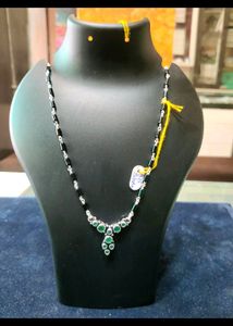 Green Stone Mangalsutra Pure Silver 925