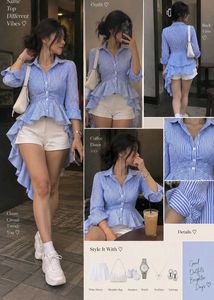 Chic Striped Peplum Button-Up Shirt