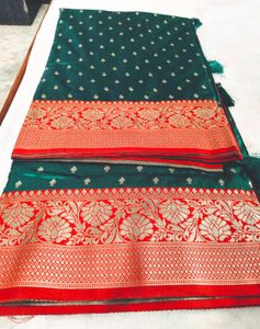 Beutiful Gorgeous Green Silk Saree