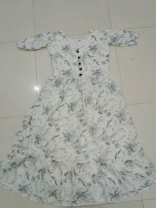 A Full White Long Gown