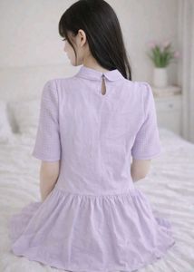 Korean Style Lavender Peplum Top