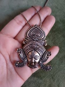 German silver Durga Pendant Necklace
