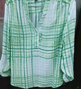 Chic Green Plaid Tunic Top