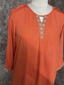 Orange Embroidered Kurta