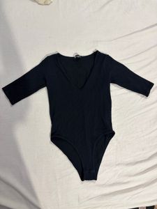 zara Ribbed V-Neck Bodysuit