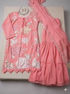 Elegant Pink Sharara Set with Dupatta