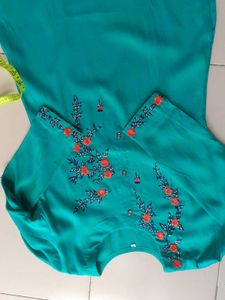 Embroidered Sea green Kurta