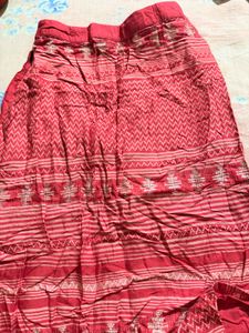 Aurelia Reddish pink a line skirt with White Print