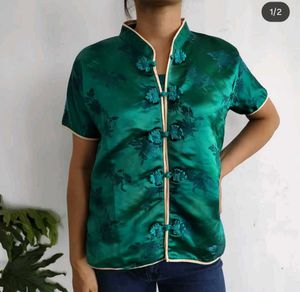 Green Floral Top