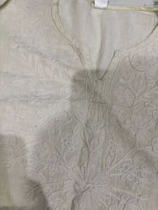 Cream Embroidered Kurta