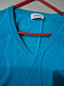 Blue dorotheia V-Neck Knit Top