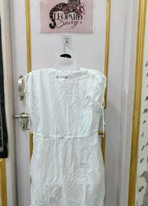 Flowy White V-Neck Tunic dress