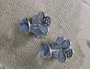 Flower Pearl &amp; Crystal Stud Earrings SS925