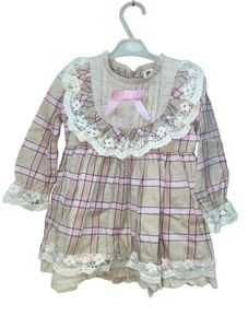 Charming Plaid Dress with Lace Trim