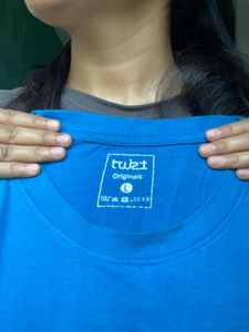 Blue Graphic T-Shirt with Pizza Heart Design