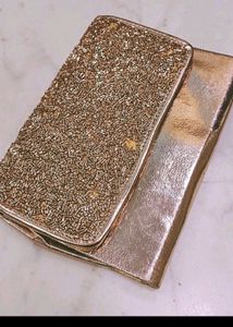 Sparkling Gold Beaded Clutch Bag