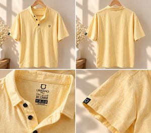 Men's Yellow Henley Shirt