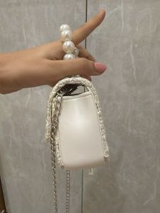 Chic Barbie Pearl Handle Tweed Clutch Bag