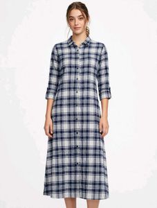 Classic Plaid Button-Down Midi Dress