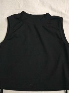 Sleeveless Black Crop Top with Ties