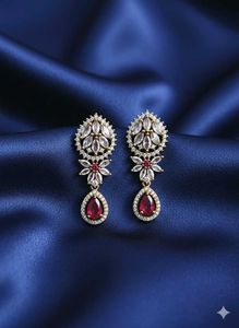 Elegant Ruby & Crystal Earrings