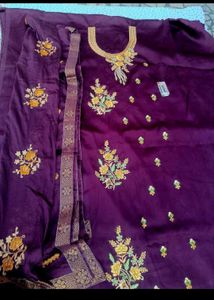 Embroidered Purple Kurta Set