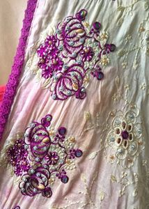 Embroidered Cream dupatta stone work