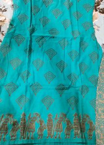 Teal &amp; Tan Printed Kurta with Salwar
