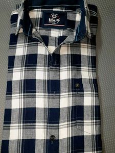 Classic Navy and White Plaid Shirt