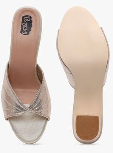 Gold Block Heel Mules