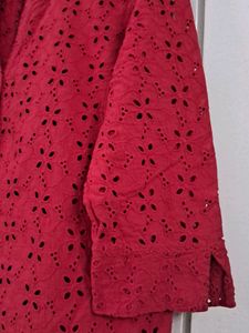 Deep Sexy Red Schiffli Top