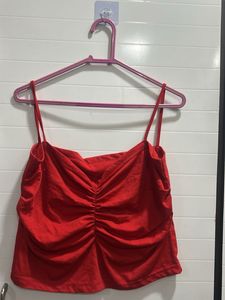 Red Ruched Cami Top