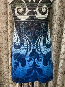 Unique Blue &amp; Black Printed Sleeveless Dress