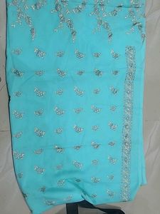 Beautiful Blue Embroidered dupata