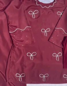 Maroon Embellished Kurta Set