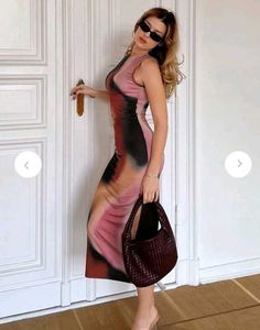 Abstract Print Sleeveless Midi Dress (Small)