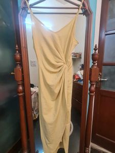 Front draped Yellow Party dress