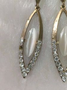 Elegant Drop Earrings with White Stones