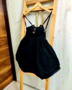 Chic Black Lace-Up Mini Dress size-24