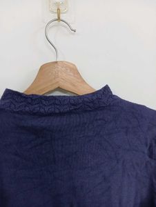 Navy Blue Mock Neck T-shirt