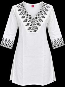 XXL Chic Embroidered White Kurta