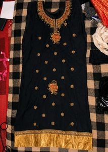 Navy Blue and Rust-Orange Salwar Suit Set
