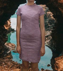 Casual Heathered Short Sleeve Dress