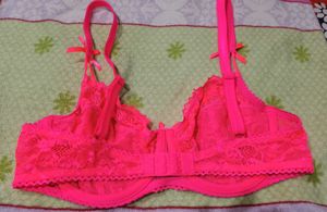 Hot Pink Lace Bra with Bows