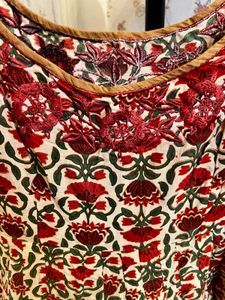 Red Floral Ethnic Anarkali Churidar Dupatta Set